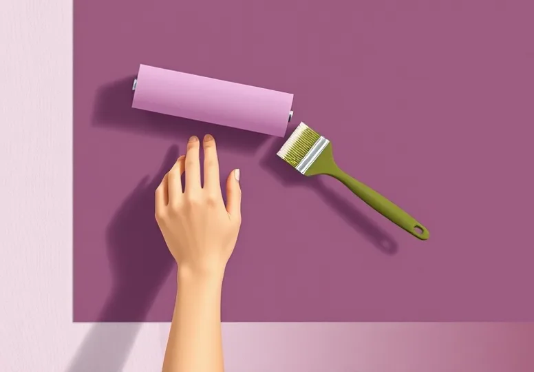 Pose de papier peint, rouleau et brosse à maroufler